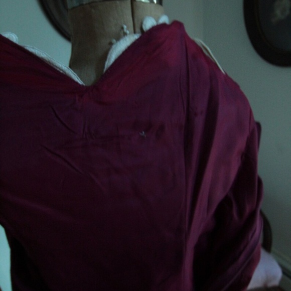 1980's Scott McClintock Burgundy Brocade Evening Gown Dress with Lace Collar - Picture 8 of 8